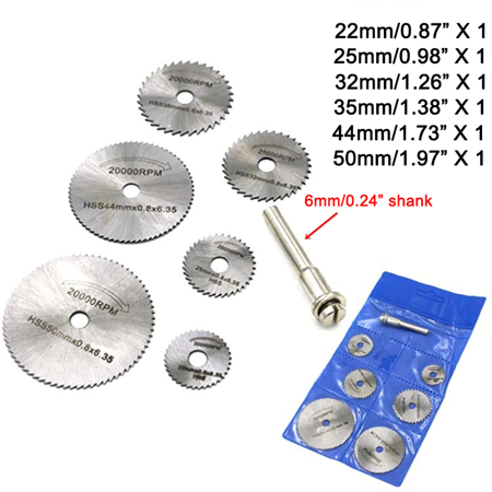 

7pcs/set HSS Saw Blade Rotary Tool Cutting Disc For Dremel Drill Woodworking Metal Cutter Power Tools