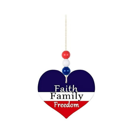 

Veki Heart Star Shaped Wooden American Flag Patriotic Independence Day Decor Chandelier Pieces