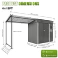 thumbnail image 6 of Mootloxy 6x4 ft Outdoor Storage Shed & Gazebo Combo, Lean to Metal Tool Shed with Window & Open Pergola for Backyard, Patio, Lawn (Gray), 6 of 9