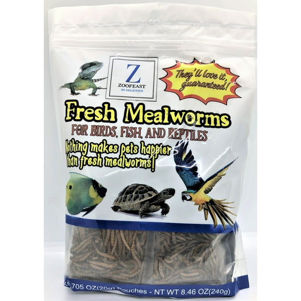 Fresh mealworms (better than live worms) for birds, fish and reptiles