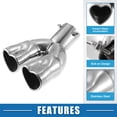 thumbnail image 3 of Unique Bargains Car Dual Exhaust Tip Pipe Heart Shaped Applicable Diameter 2.5" Exhaust Pipes Bolt-On Metal Silver Tone, 3 of 7