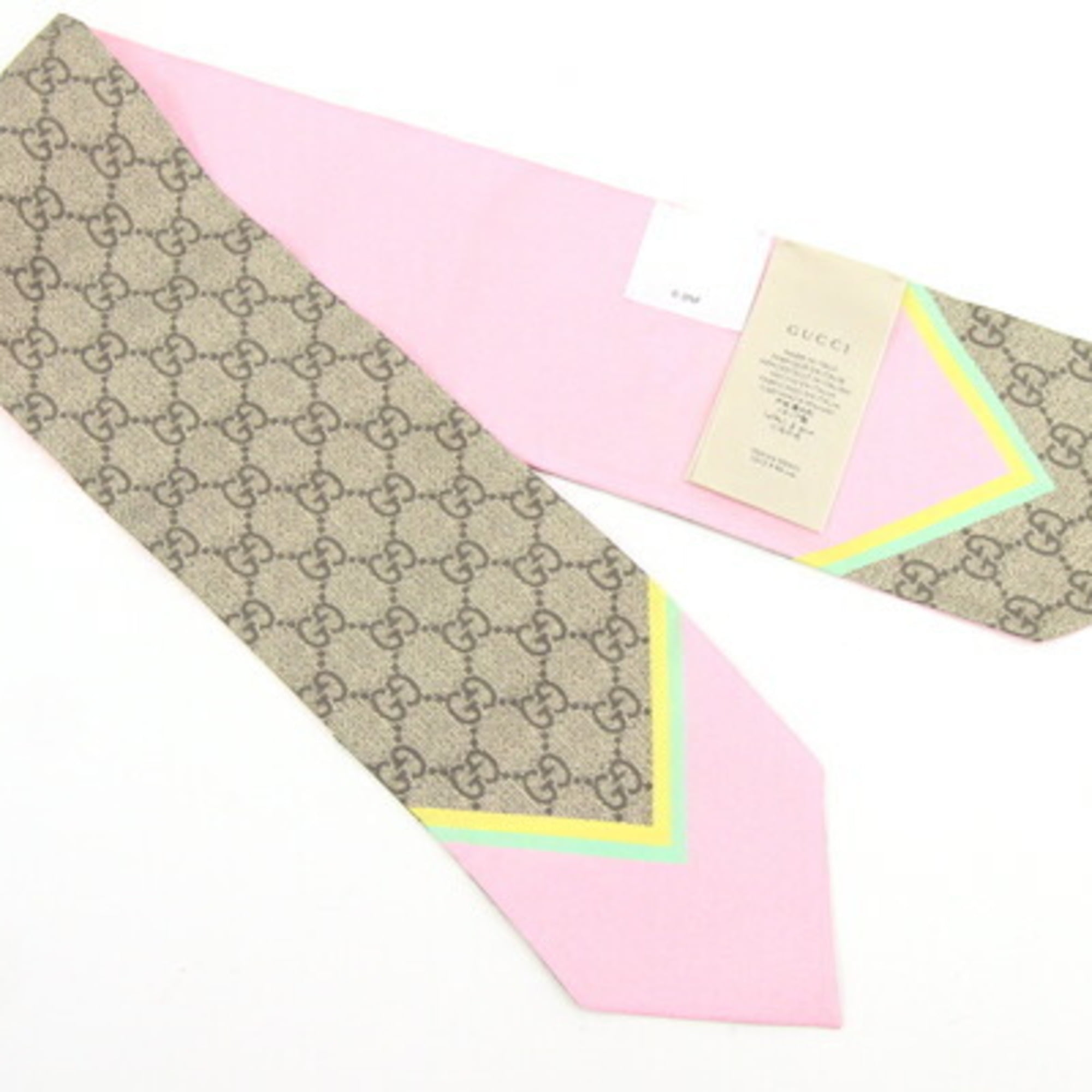 Gucci Beige & Pink Bees GG Print Silk Bandeau Gucci