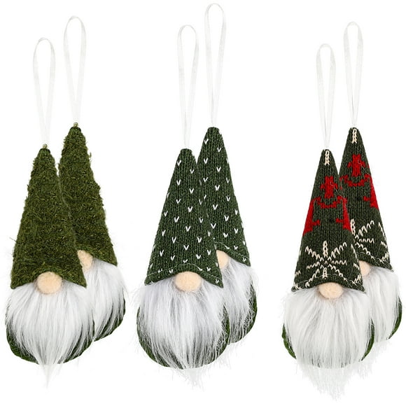 BRIGHTFUFU 6 uds adornos de gnomos Adornos de árbol de Navidad decoraciones colgantes de gnomos de Navidad decoraciones escandinavas decoraciones para fiesta de Navidad