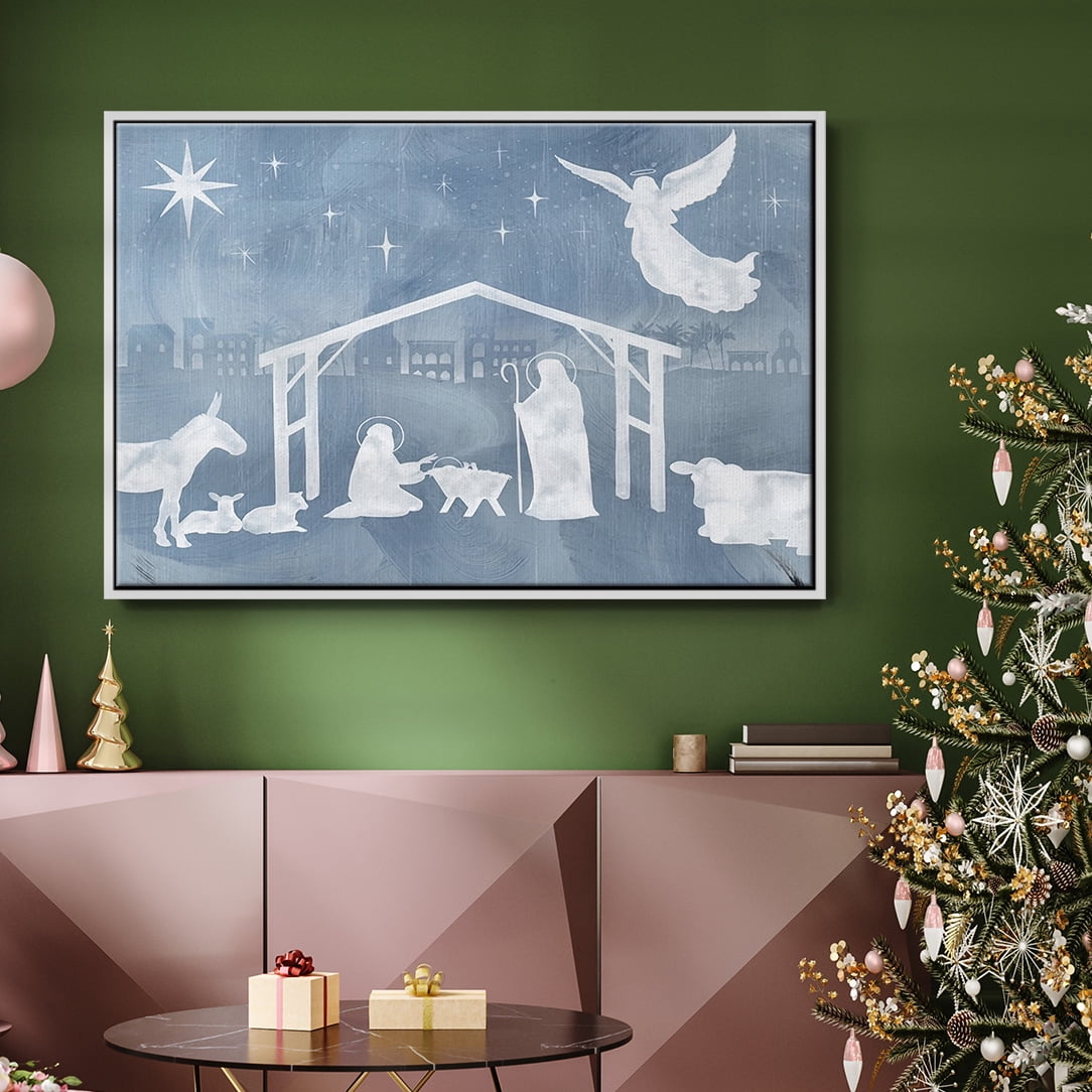 Star of Bethlehem Collection A - Framed Gallery Wrapped Holiday Canvas - 27 x 41 - White Frame