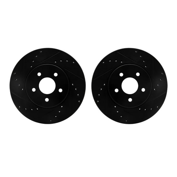 Dynamic Friction Company Front Brake Rotors-Drilled and Slotted-Black 8002-20000