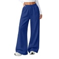 thumbnail image 4 of Sewkxo Girls Wide Leg Sweatpants Drawstring Elastic Waist Baggy Pants Trendy Loose Athletic Joggers with Pocket,Royal Blue 160, 4 of 6