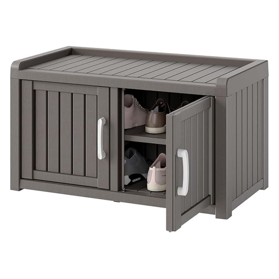 Shoe Storage Cabinet Waterproof UV-Resistant, Entryway Storage Indoor Outdoor with 2 Barn Doors, Adjustable Shelves for Entryway, Bedroom, Hallway,Living Room(Grey)