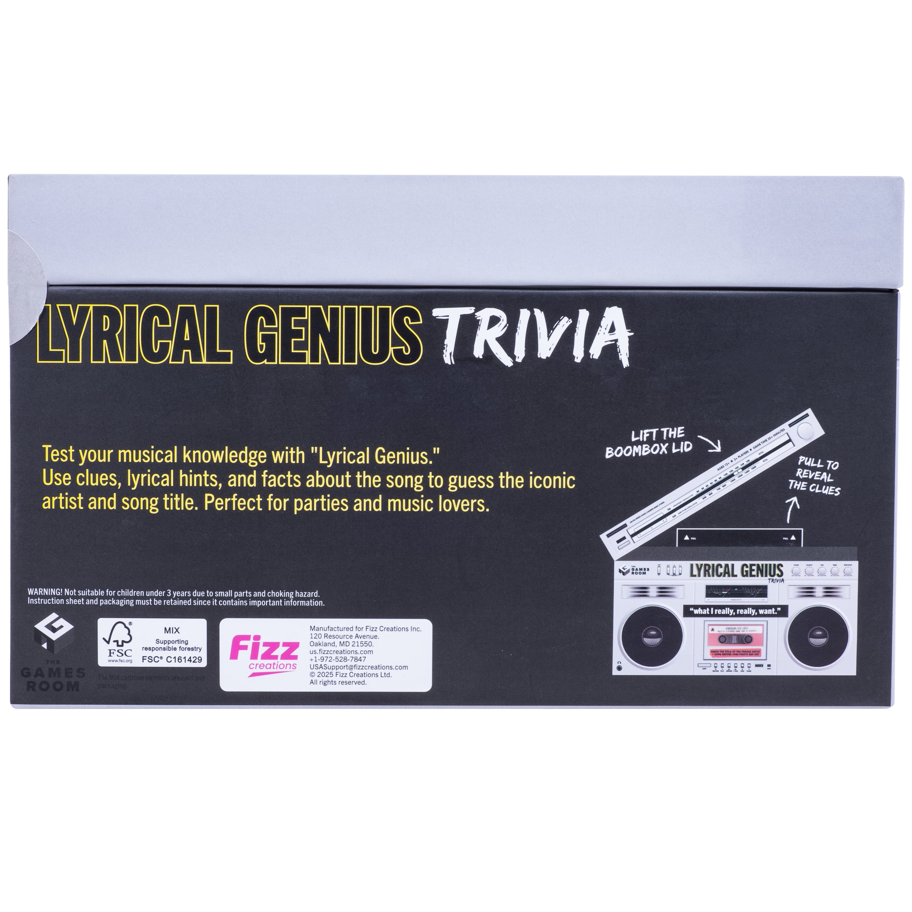 Fizz Creations Lyrical Genius. Music Trivia Game. Nostalgic Retro
