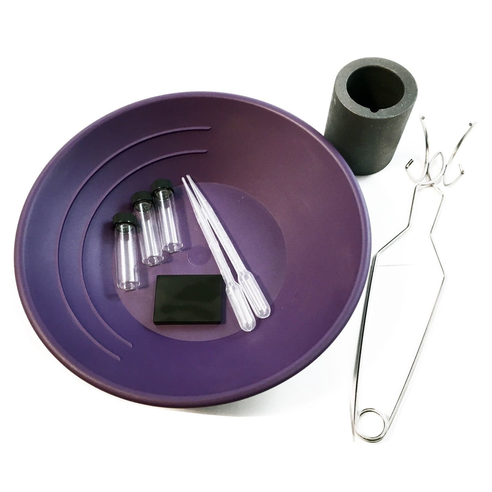 ASR Outdoor Gold Rush Gold Prospecting Pan Kit Glass Vials Testing Stone 9pc