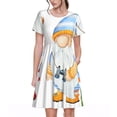 thumbnail image 1 of Disketp Gnome Camping Fishing para Vestido de Manga Corta para Mujeres, Vestidos de Verano para Mujeres, Casual y Holgado para la Playa, 1 of 6
