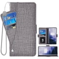 thumbnail image 1 of OnePlus 7T Pro Case, iCoverCase Genuine Leather Wallet Case Slim Fit Folio Book Design with Stand and Card Slots Flip Case Cover for OnePlus 7T Pro (Gray), 1 of 5