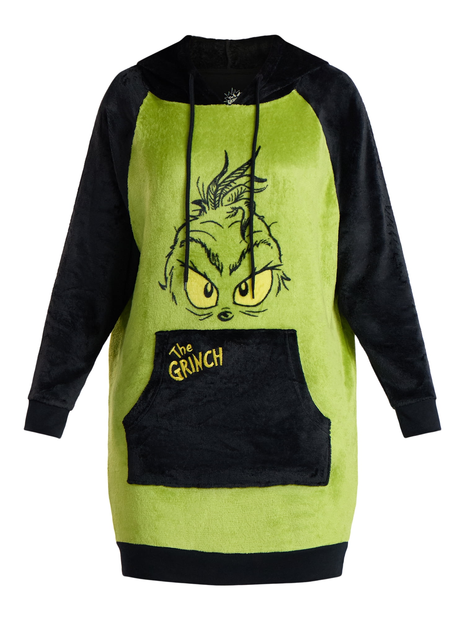 Dr. Seuss Women's The Grinch Sleep Hoodie Lounger with Socks, 2-Piece, Sizes XS-3X
