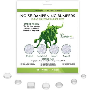 264 Pcs Clear Soft Self-Adhesive Bumper Dots and Pads in 7 Shapes  -  Strong Rubber Feet’s for Wall Protection and Furniture - Noise Reducing Silicone Bumpers for Glass Cabinet Door, Laptop & Drawer