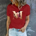 thumbnail image 4 of Valentine's Day Clothes Under 10.00 TMOYZQ Women's Plus Size Round Neck T-Shirts Fashion Red Rose Graphic Pullover Tops Casual 3/4 Sleeve Pullover Tops, 4 of 5
