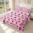 thumbnail image 3 of Manfei Modern Checkered Twin Quilt Set,Minimalist Polka Dot Twin Coverlet Set,Pink White,2pcs,1 Bedspread and 1 Pillowcase, 3 of 7