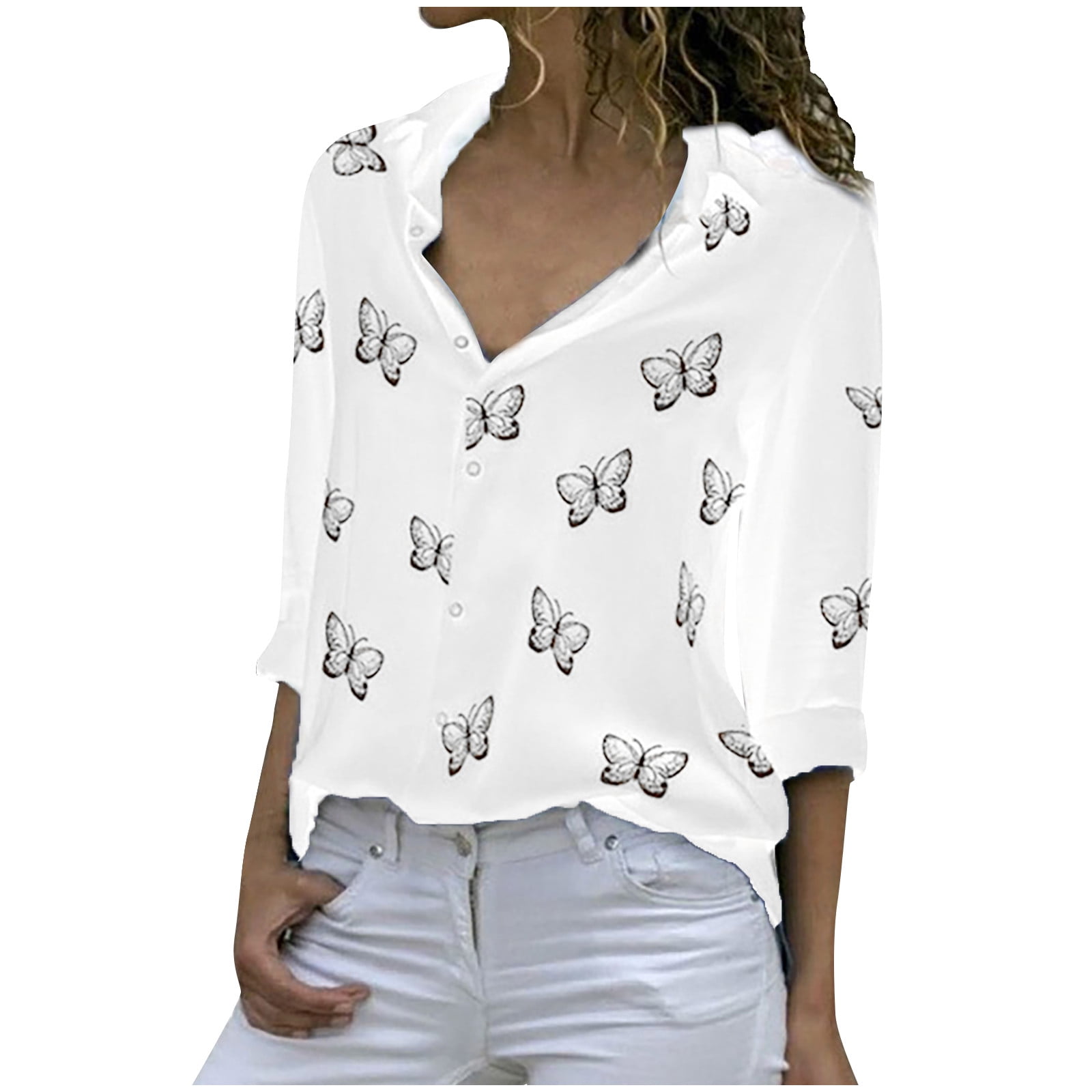 Women Casual Hooded Long Sleeves Cat Ear Print Pocket Shirt Irregular Top Blouse