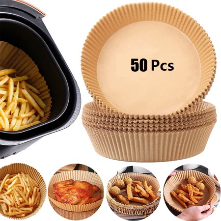Jadeshay Air Fryer Disposable Paper 50 Pcs Round Non-Stick Paper Prime Oil-proof Parchment Paper Cooking Paper for Fryers Basket Frying Pan Microwave Oven