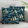 thumbnail image 3 of Orinice Kids Boat Throw Pillow Covers Soft Nautical Pillow Cases Cushion Covers Ocean Themed Decorative Throw Pillowcases Navy Blue Cushion Cases White, 3 of 5