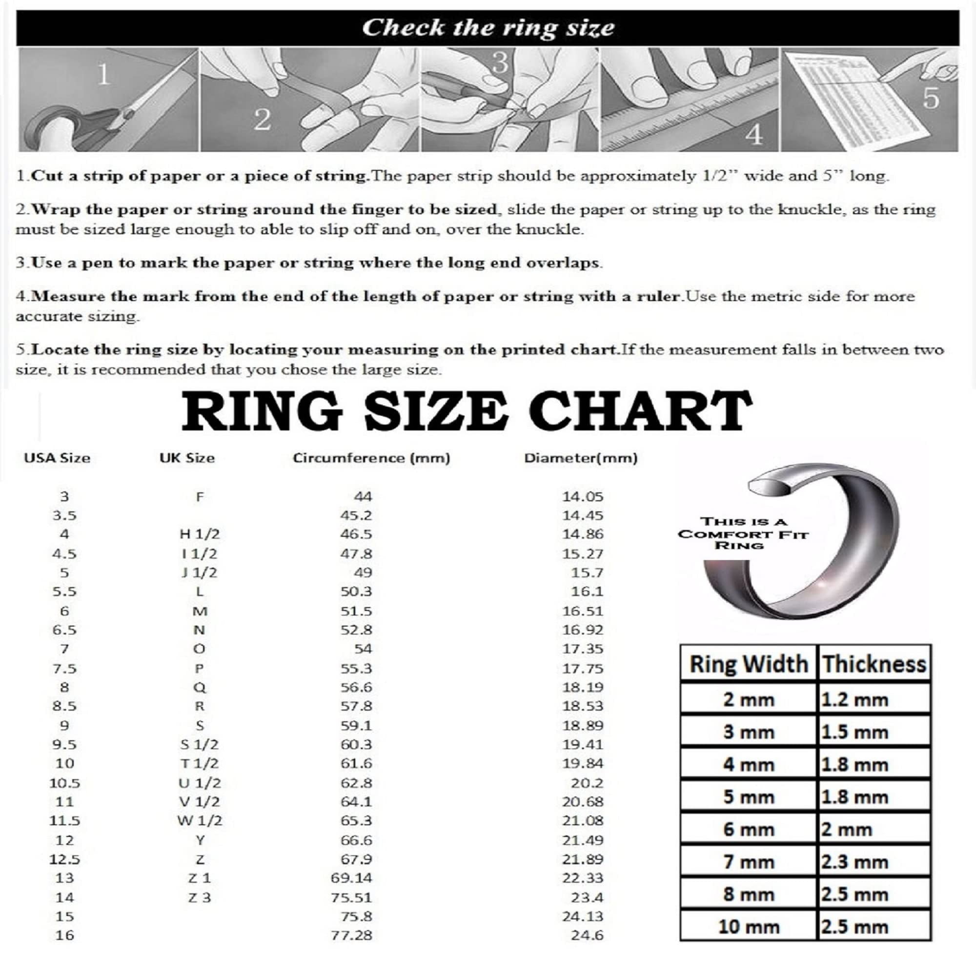 Ring Size Chart How to Measure Your Ring Size at Home Ring Size Guide Ring  Size Chart for Women Ring Size in Inches With Water Mark - Etsy