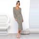 thumbnail image 3 of ICHUANYI Liquidación Vestido largo cálido con cuello en V de manga larga de punto a la moda para mujer ICHUANYI WER2023082200206, 3 of 9