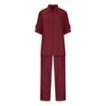 thumbnail image 5 of JINMGG Two Piece Outfits Women, 2026 Fashion Fall Women's Summer Suit Fashion Solid Color Long Sleeve Trousers Casual Two-Piece Suit Wine XXXL, 5 of 5