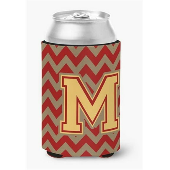 Letter M Chevron Garnet & Gold Can or Bottle Hugger