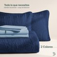 thumbnail image 2 of Dreamlab Edredón King Size Ligero y Juego de Sábanas con Fundas de Almohada Decorativas (7pzas). Set de Colcha Ligera y Sábanas para Cualquier Temporada. Hipoalergénico. Moneda, Azul Marino/Azul Claro, 2 of 10