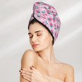 thumbnail image 2 of Yiaed Cherry Strawberry Print Hair Cap with Button,Coral Fleece Hair Towel Wrap for Women Wet Hair,Quick Dry Turban for Wet Hair Long Thick Hair, 2 of 5