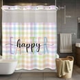 thumbnail image 5 of Happy Easter No Hooks Shower Curtain with Snap-in Liner Colorful Pink Blue Yellow Green Plaid Watercolor Shower Curtains for Bathroom, Waterproof, Easy Install, Washable 72"x72", 5 of 9