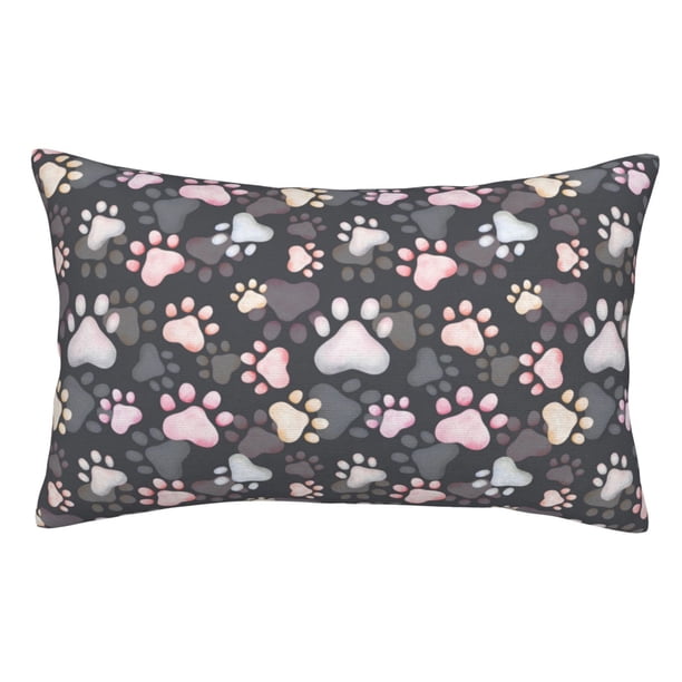 Fotbe Colorful Paws Of Dog Funda de Almohada Decorativa Estilo Occidental, Lujo en Algodón, Fundas para Almohadas King, Cojín Estampado para Decoración del Hogar-20"x30"