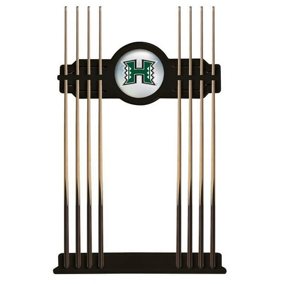 University of Hawaii Solid Wood Cue Rack with a Black Finish