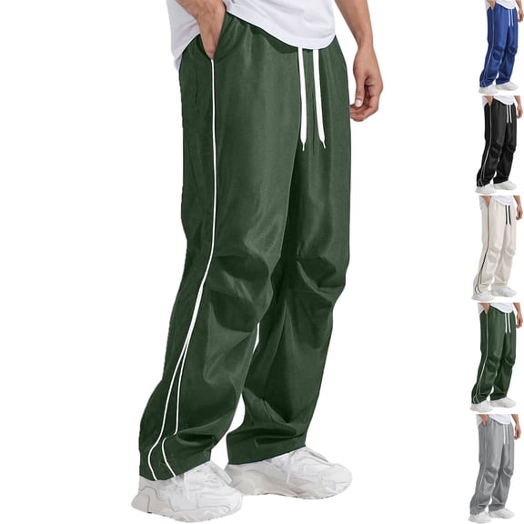 Vibrex Men's Baggy Sweatpants Parachute Pants Wide Leg Vintage Track Pants Casual Streetwear Mens Goth Parachute Pants Cool Sweatpants for Men Drawstring and Straight Leg relaxed fit sweatpants