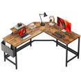 thumbnail image 1 of soges Bureau en Forme de L avec Sac de Rangement Latéral, Bureau d'Ordinateur de 59 Pouces avec Support pour Moniteur, Bureau d'Écriture Robuste pour Bureau à Domicile avec Coin Arrondi, Bureau de Jeu, Brun Rustique, 1 of 4