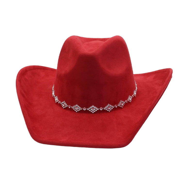Rhinestone Western Cowboy Hat Suede Felt Wide Brim Unisex Foldable Women main image 2