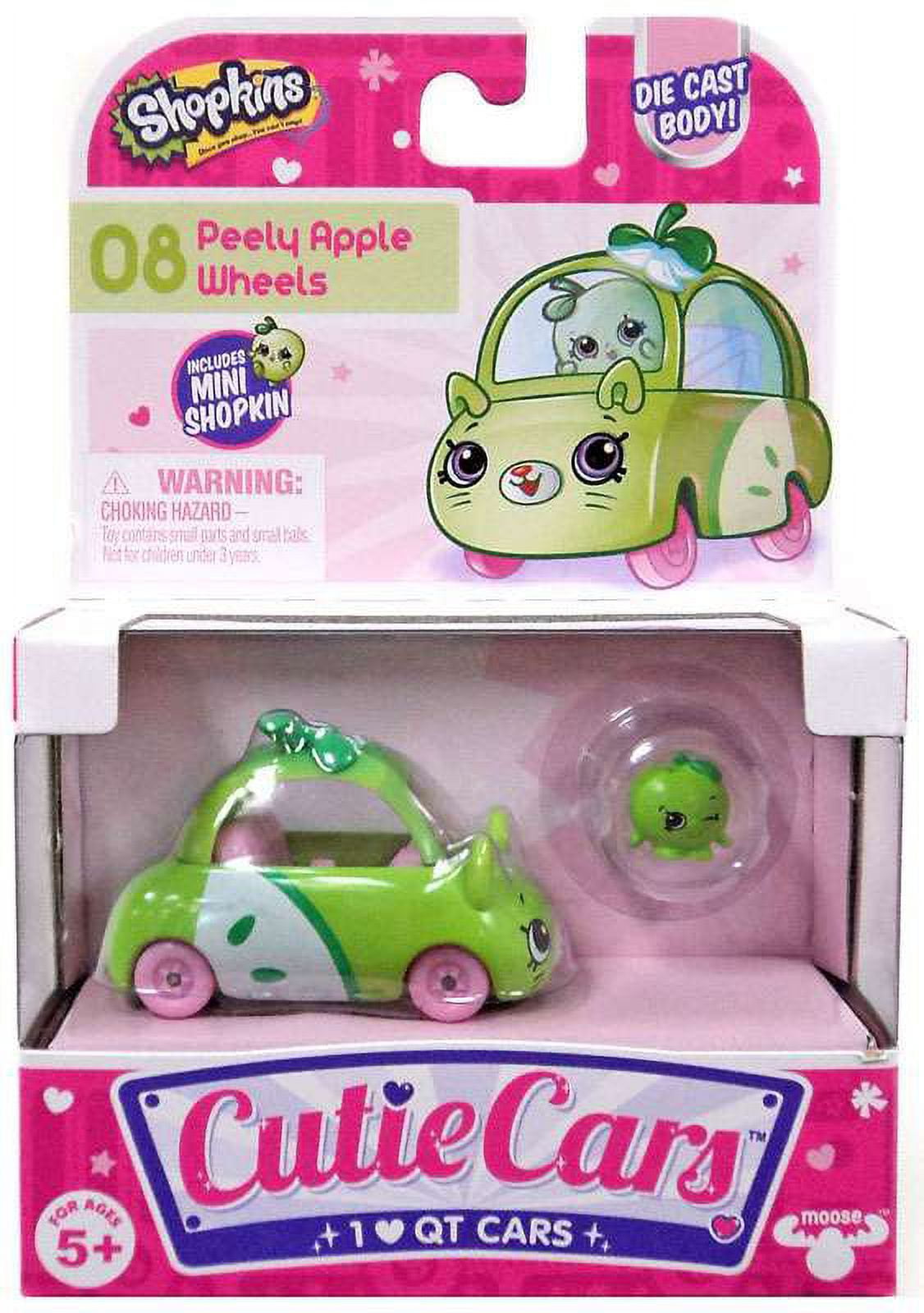 Shopkins Cutie Cars Set Of 3 Peely Apple, Kiwi & Strawberry & Exclusive  Figures