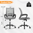thumbnail image 7 of Mid Back Computer Chair Mesh Office Chair Height Adjustable Task Rolling Swivel Chair Comfortable Seat & Back Support Ergonomic Desk Chair with Armrest & 360 Degree Casters,Grey, 7 of 7