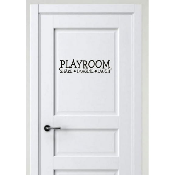 Playroom Share Imagine Laugh Kids Children Daycare School Preschool Bedroom Art Lettering Custom Wall Decal Vinyl Sticker 4 Inches X 14 Inches