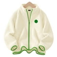 thumbnail image 6 of Zshosam Kids Fleece Jacket Boys Girls Fleece Jacket Full-Zip Fuzzy Fleece Sweatshirt Kids Toddler Windproof Coat Ultra Soft Winter Coat Size 14T 15T,(Beige 14-15 Years), 6 of 7