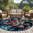 thumbnail image 5 of Teal Red Ombre Succulent Round Area Rug 5ft, Abstract Art Botanical Washable Non-Slip Circle Rugs for Bedroom Living Room Kitchen, Soft Low Pile Carpet for Dining Room Playroom Nursery, 5 of 9
