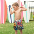 thumbnail image 4 of FORMRS Boys Swim Trunks Quick Dry Mesh Liner Boardshorts Sizes XS-XL, Orange Colorful Flowers, 4 of 7