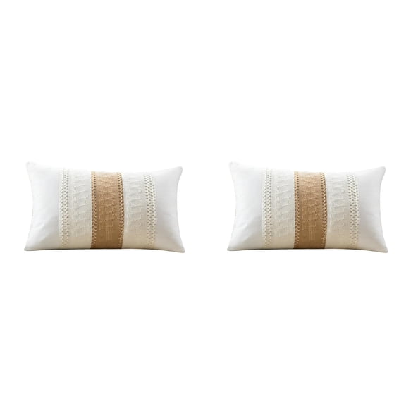 2PC Throw Pillow Covers, Soft Farmhouse Decorative Couch Pillow Cases, Cushion Covers for Sofa Bed Living Room Home Decor, Polyester and Burlap for Living Room,12x20 Inch