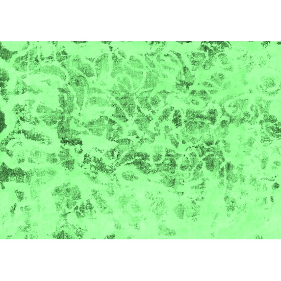 Ahgly Company Indoor Rectangle Abstract Emerald Green Modern Area Rugs, 7' x 10'