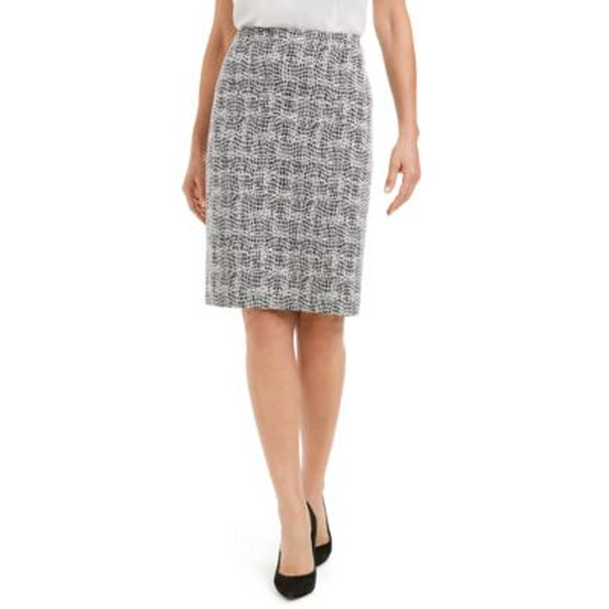 Kasper Womens Black Printed Knee Length Pencil Wear To Work Skirt Size 12 All Other