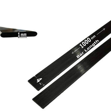 2 1mm x 4mm 1000mm - PULTRUDED-Flat Carbon Fiber Bar. 100% Pultruded high Strength Carbon Fiber. Used for Drones  Radio Controlled Vehicles. Projects requiring high Strength Components