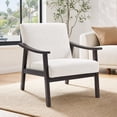 thumbnail image 4 of HOQBN Modern Armchair with High Back,Upholstered Living Room Chairs with Solid Wood Legs,Leisure Reading Chair for Living Room, Bedroom,White, 4 of 8