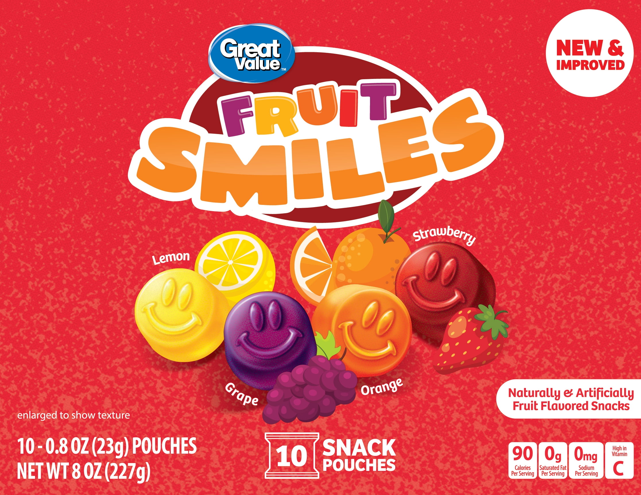 (8 pack) Great Value Fruit Smiles Snack, Original Flavor, 10 Count