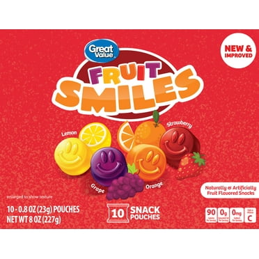 Great Value Fruit Smiles Snack, Original Flavor, 10 Count