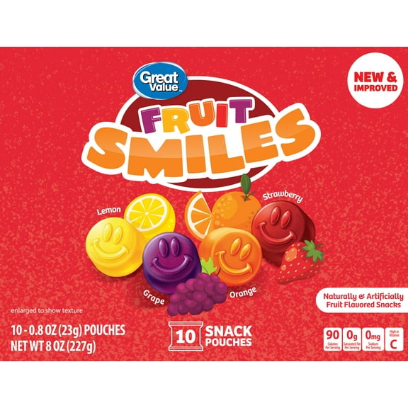Great Value Fruit Smiles Snack, Original Flavor, 10 Count