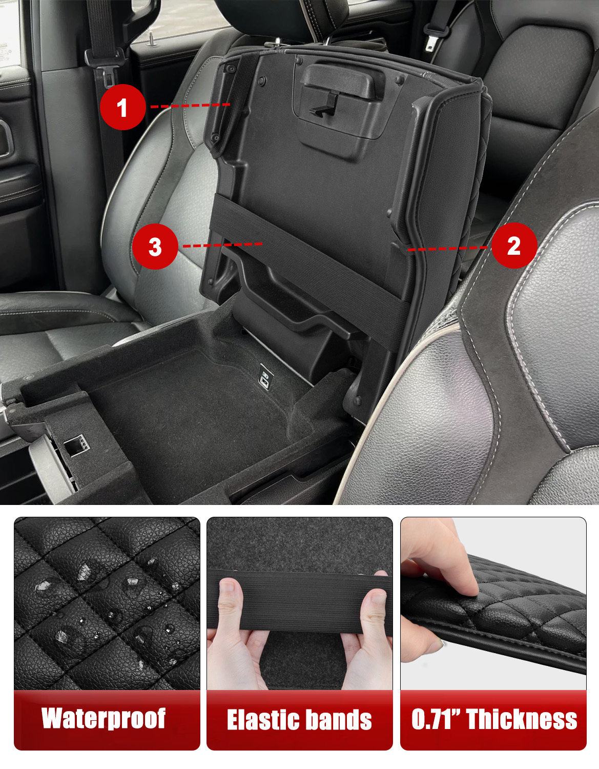 Dodge RAM Center Console Cover 2019-2025 - Armrest Protector For 1500 2500 3500 Models