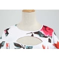 thumbnail image 2 of REDHOTYPE Grande Taille Femmes Manches Longues Poitrine Découpe Conception Longue Robe Florale O Col Taille Haute Stretch Boho Mode Élégante Longue Robe, 2 of 5
